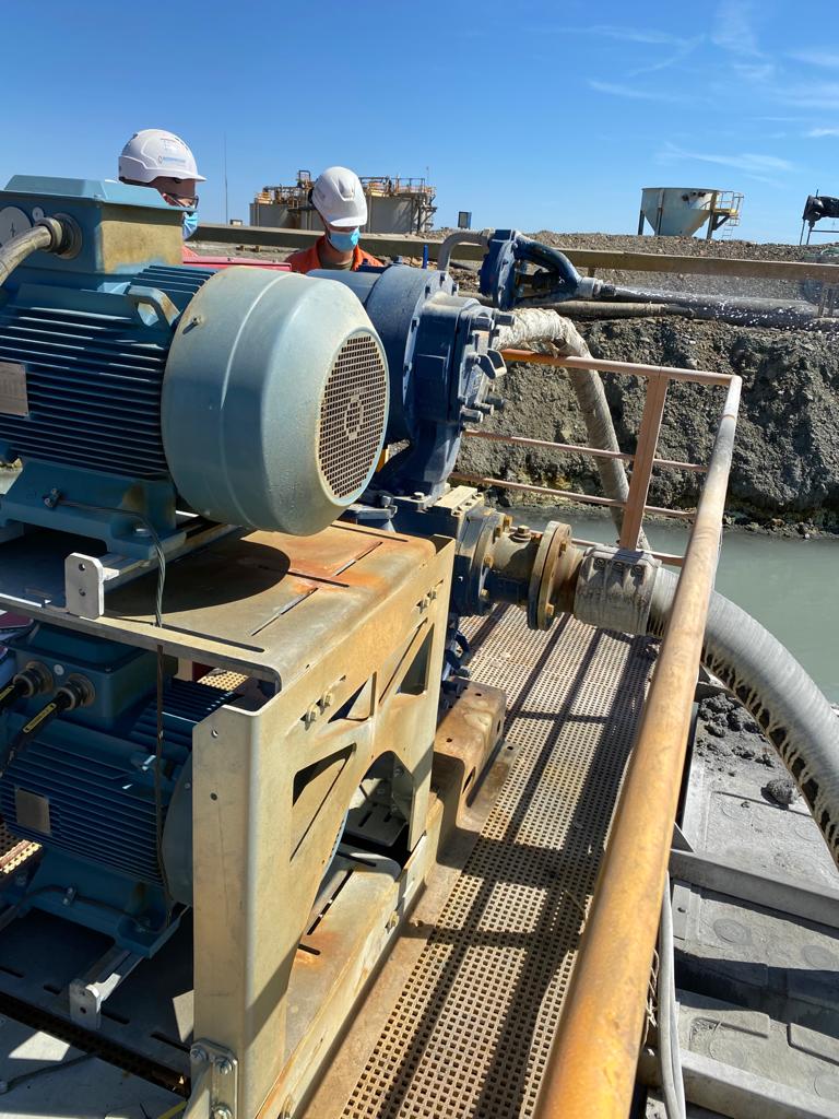Pump frame installation on site