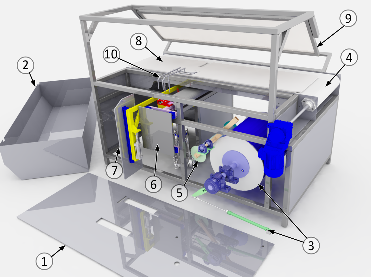 Graduation project machine — rear view CAD drawing