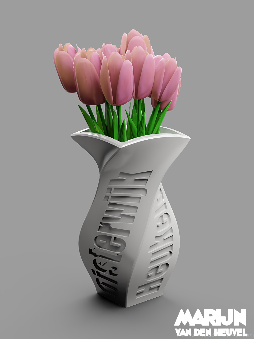 Oisterwijk tulip vase design with pink tulips — Blender render, design competition